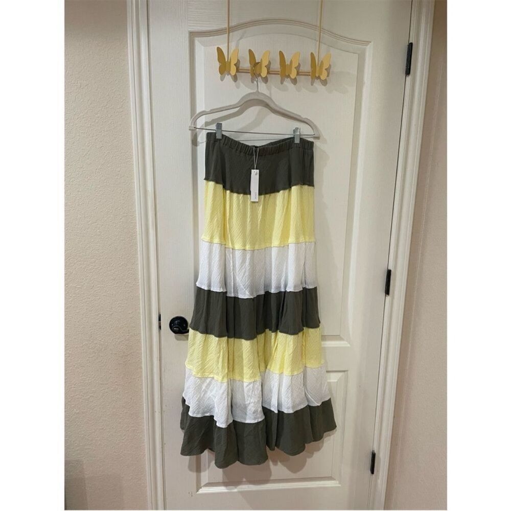 NWT Anthropologie by DREW Tiered Maxi Skirt Size Large retail $214